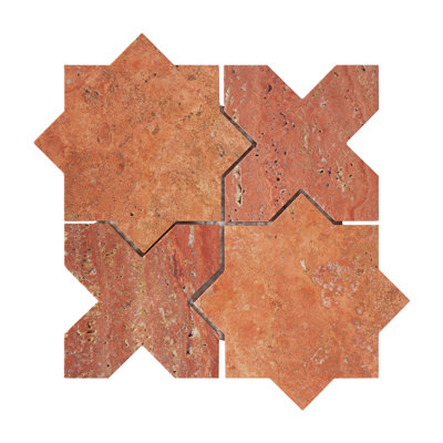 Travertine & Marble Star and Cross Honed Mosaic Wall & Floor Tile