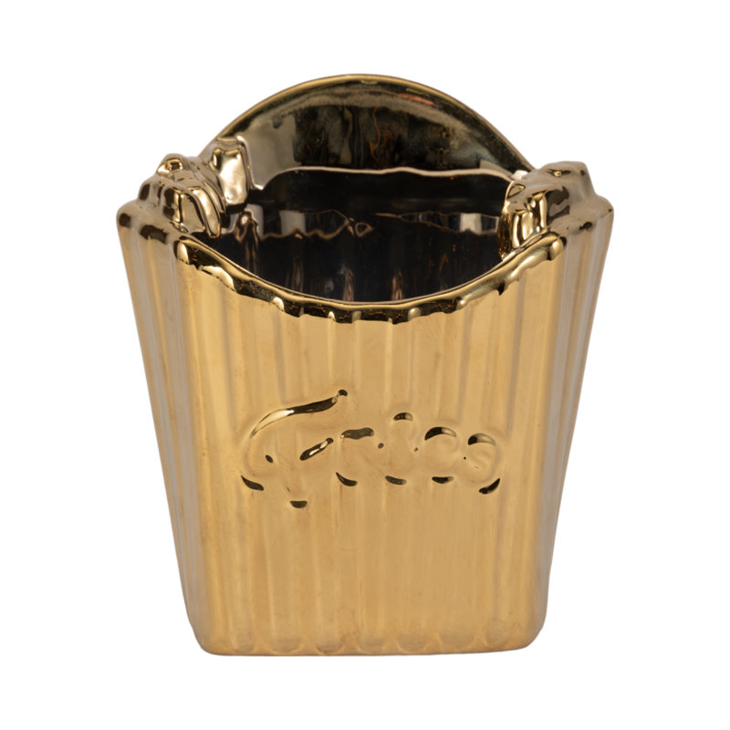 Gold Dolomite French Fries Decorative Object, 5-Inch Unique Home Accents, Perfect for Modern Home Decor Enhancements