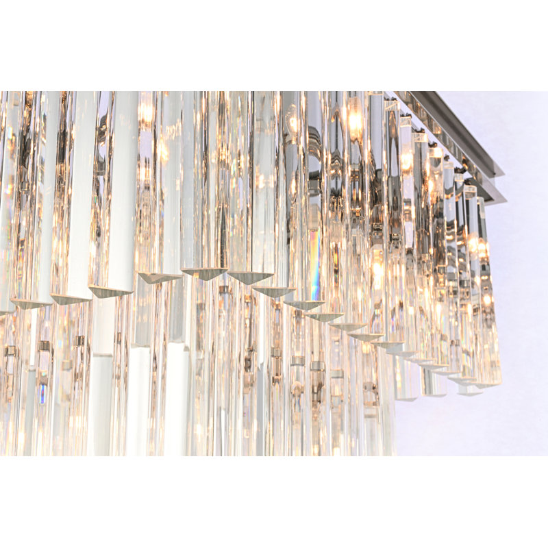 Lustre à niveaux variable en cristal à 13 lumières Dahlonega, Nickel poli