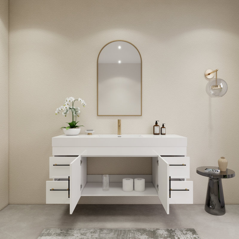 Ensemble de meuble-lavabo simple 60 po, Blanc brillant