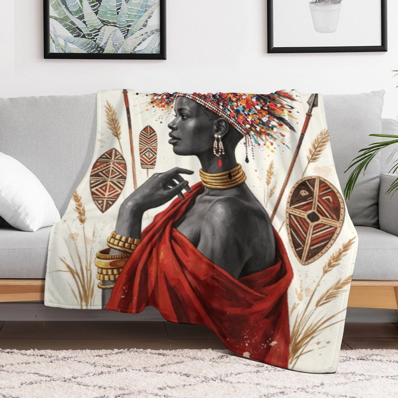 Jeté en flanelle de blé Tribal Shields, 40 po x 50 po