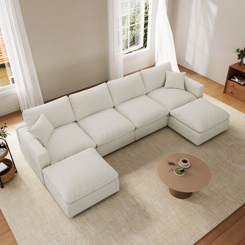 Upholstered Sofa Cloud Sofa Modular Sectional Sofa For Living Room Office Apartment, Cream