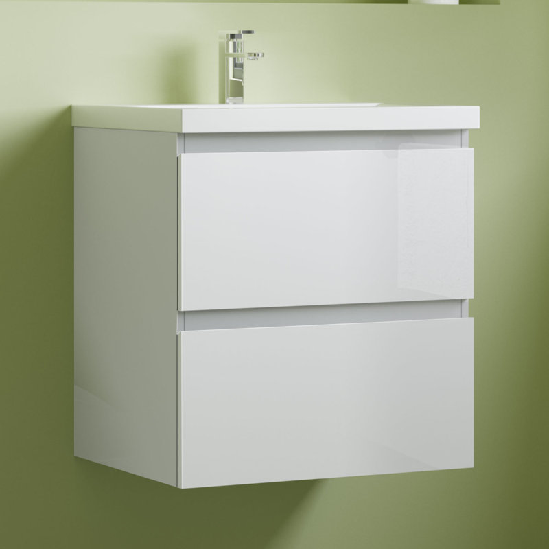 Clementas 500mm Single Bathroom Vanity with Drop In Resin Basin, White
