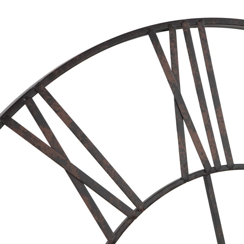 Solange Round Metal Farmhouse Wall Clock, Dark Brown, Large
