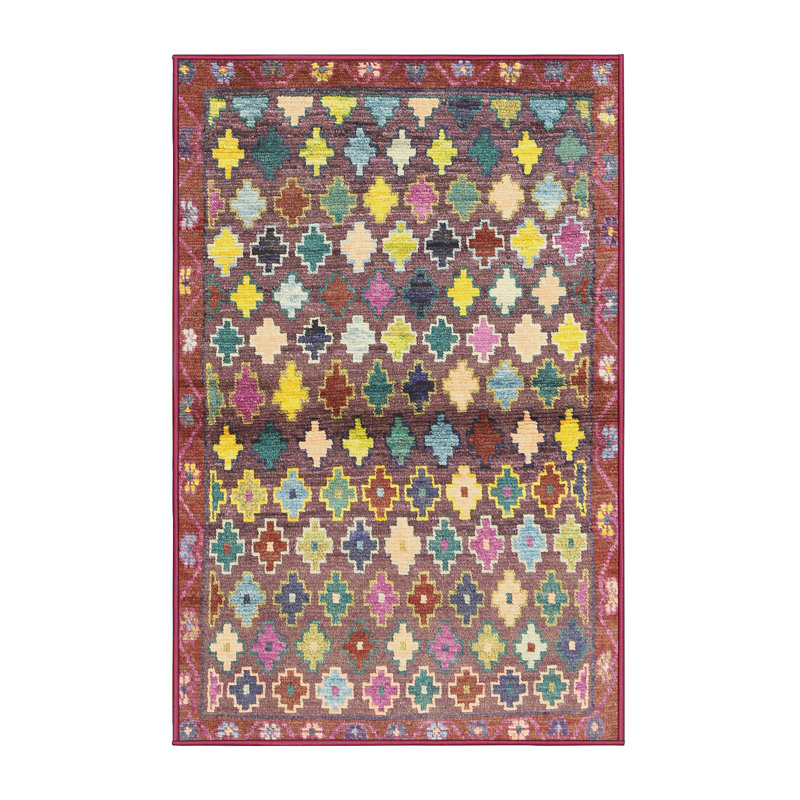 Tapis brun/beige/bleu contemporain, Rectangle 6 pi x 9 pi