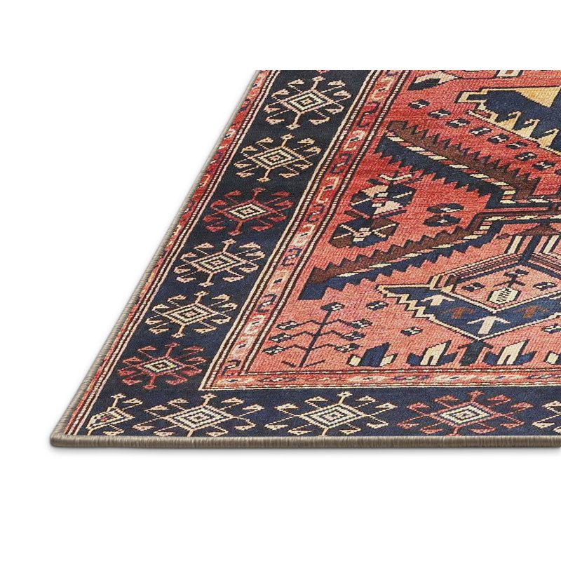 Tapis rouge/vert traditionnel Meith, Rectangle 2 pi x 4 pi