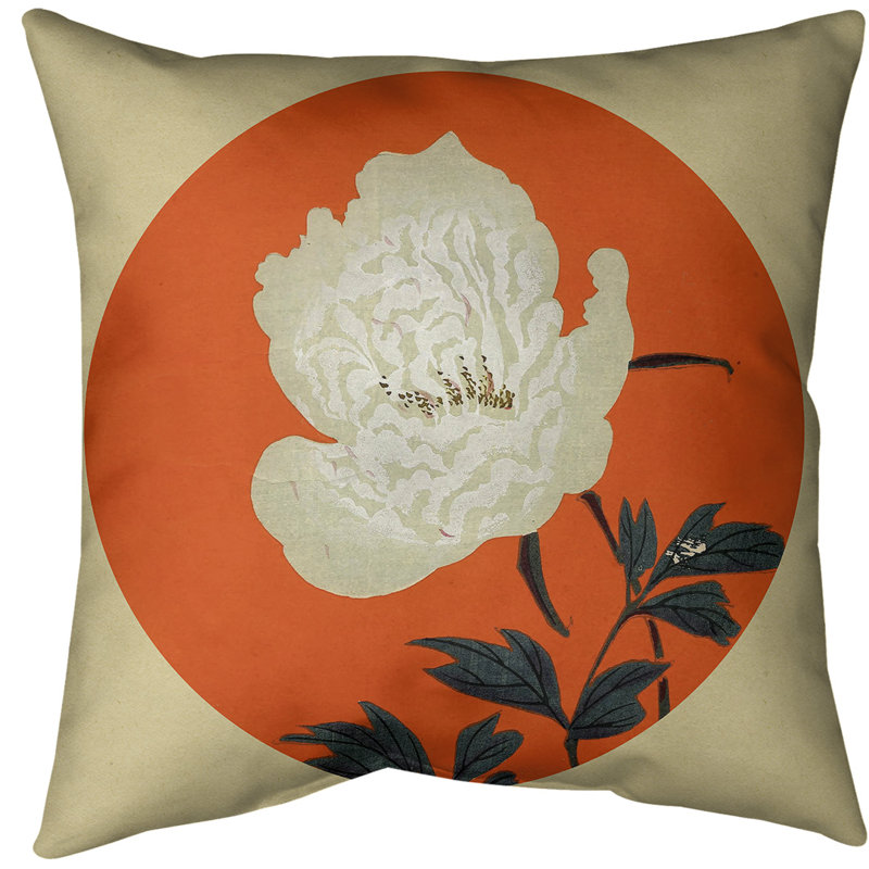 Keito Sato Floral Reversible Throw Pillow, Down Alternative, 16" x 16", Orange