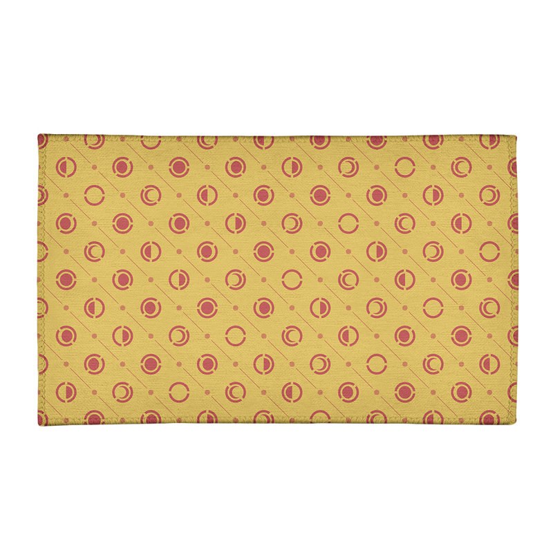 Tapis de zone jaune/rouge moon phases, Rectangle 5 pi x 7 pi