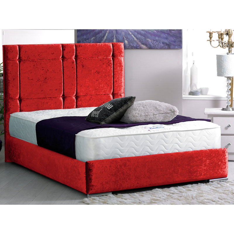 Uma Upholstered Bed, Super King (6'), Red Crush Velvet