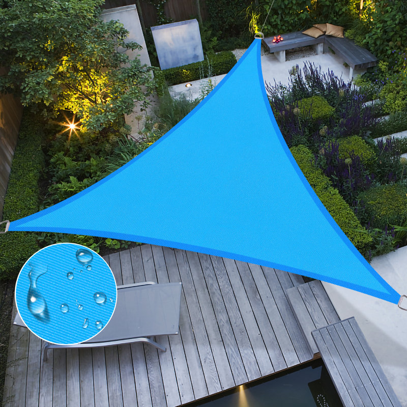 Turquoise Blue Waterproof Triangle Sun Shade Sail Canopy