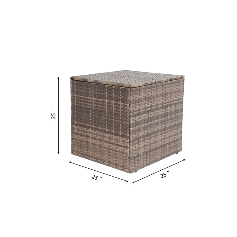 Table basse 68 gallons en osier / rotin avec rangement brun et gris