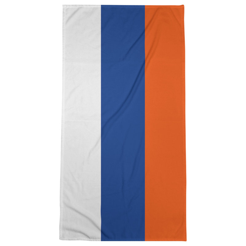 Lightweight Beach Towel, Poly/Cotton, White/Royal Blue/Orange