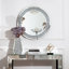 Glass Round Wall Mirror Diamond Framed Venetian Accent Mirror 80x80cm