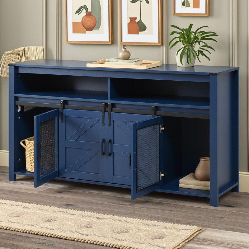 Buffet avec portes coulissantes de style grange