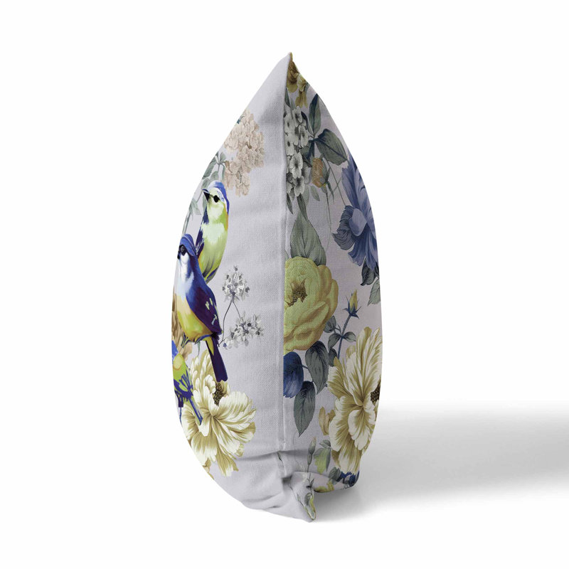 Coussin Petal, H 20 po x l 20 po, Bleu / Argent