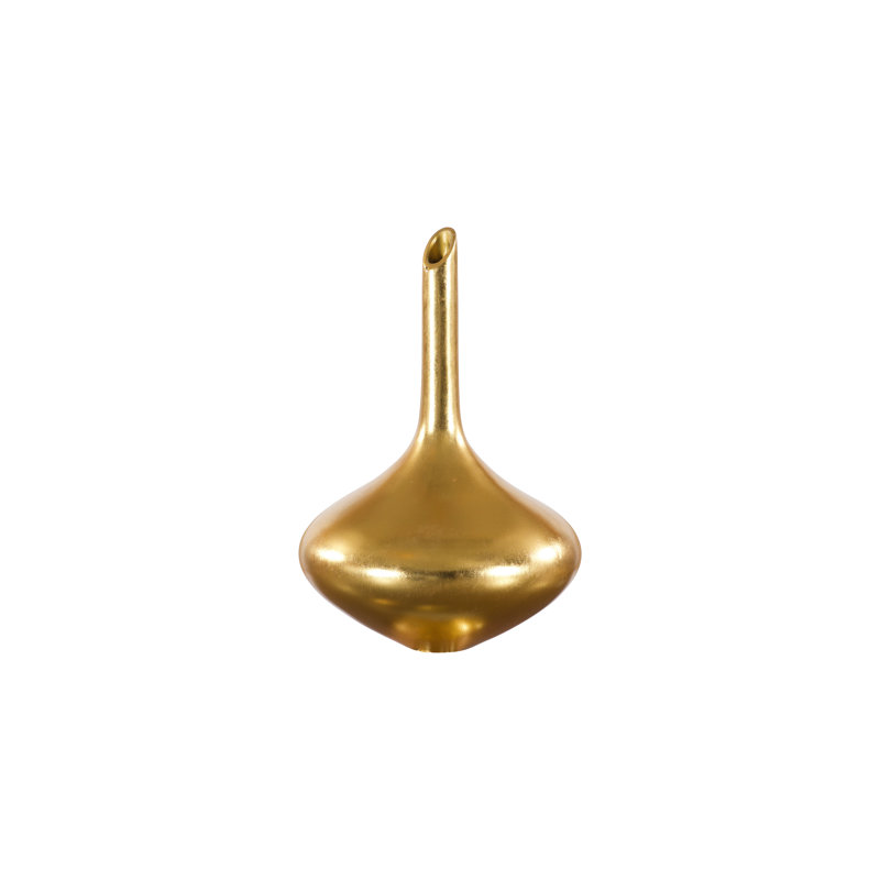 Vase de table en résine Julian, Feuille d’or