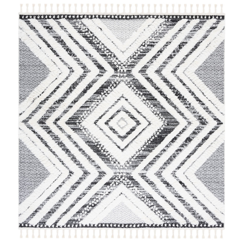 Ulmer Tassel Shag Performance Southwestern Rug, Square 6'7"