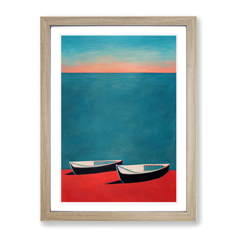 Abstract Boat No.2 - Single Picture Frame Print, 64cm H x 46cm W x 2cm D, Oak