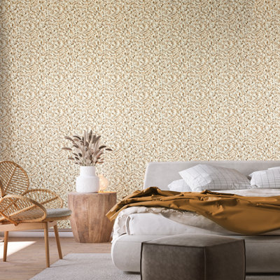 Salt Collection 3D Embossed Lustre Arco Flower Leaf 10.05m x 53cm Wallpaper Roll
