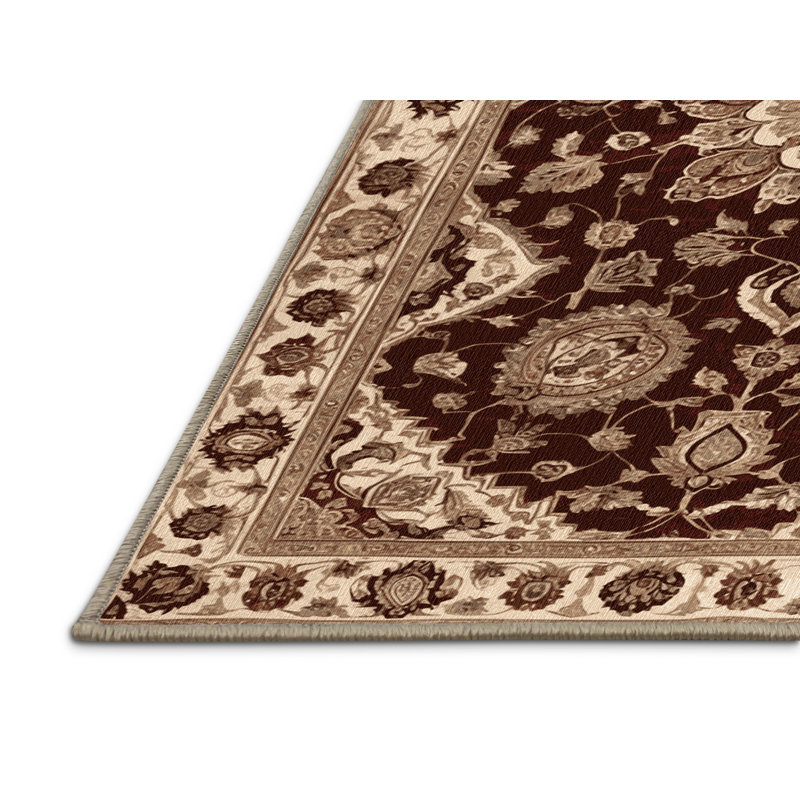 Machine Washable Persian Brown Area Rug, Rectangle 6' x 9'