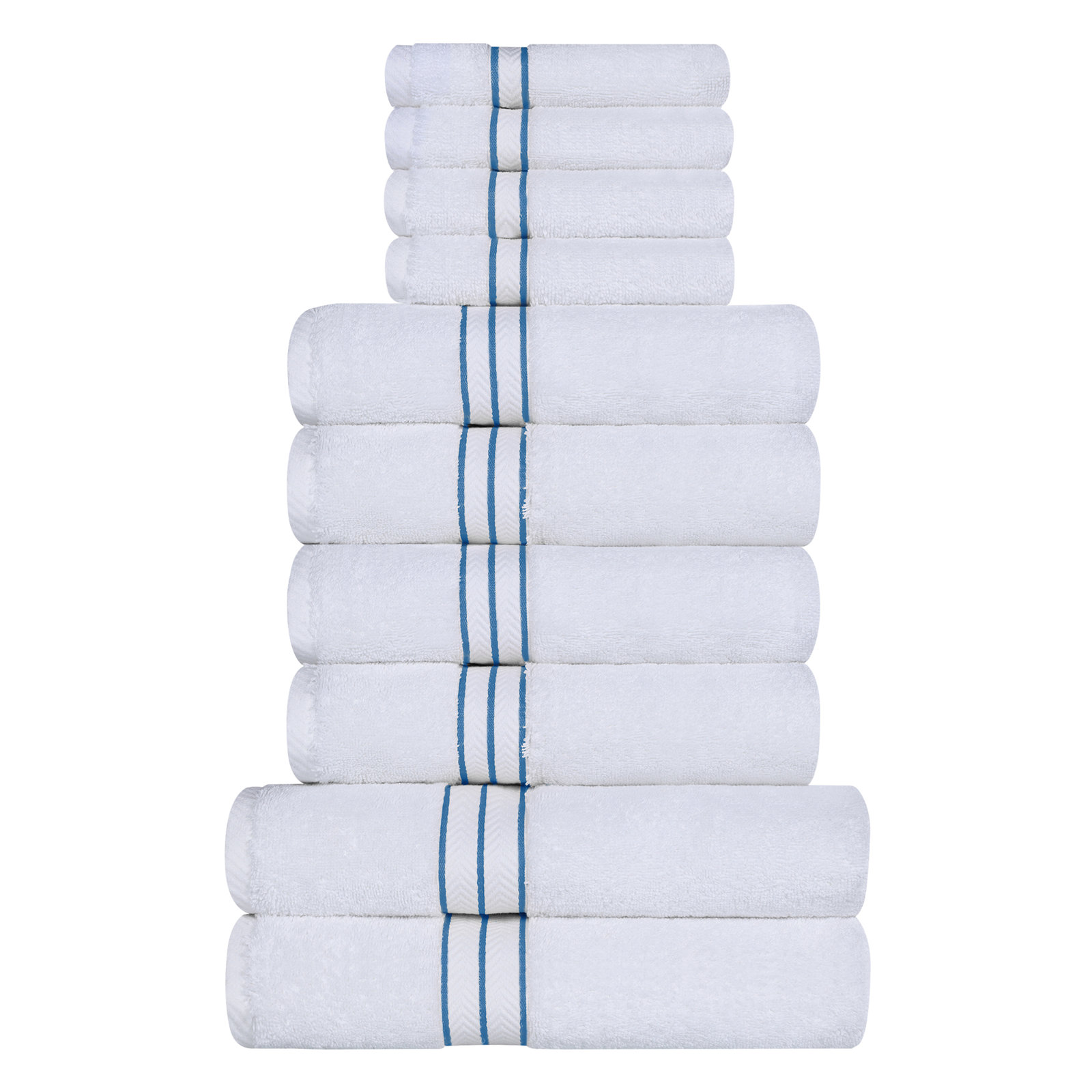 Josann 10-Piece Turkish Cotton Towel Set, Light Blue