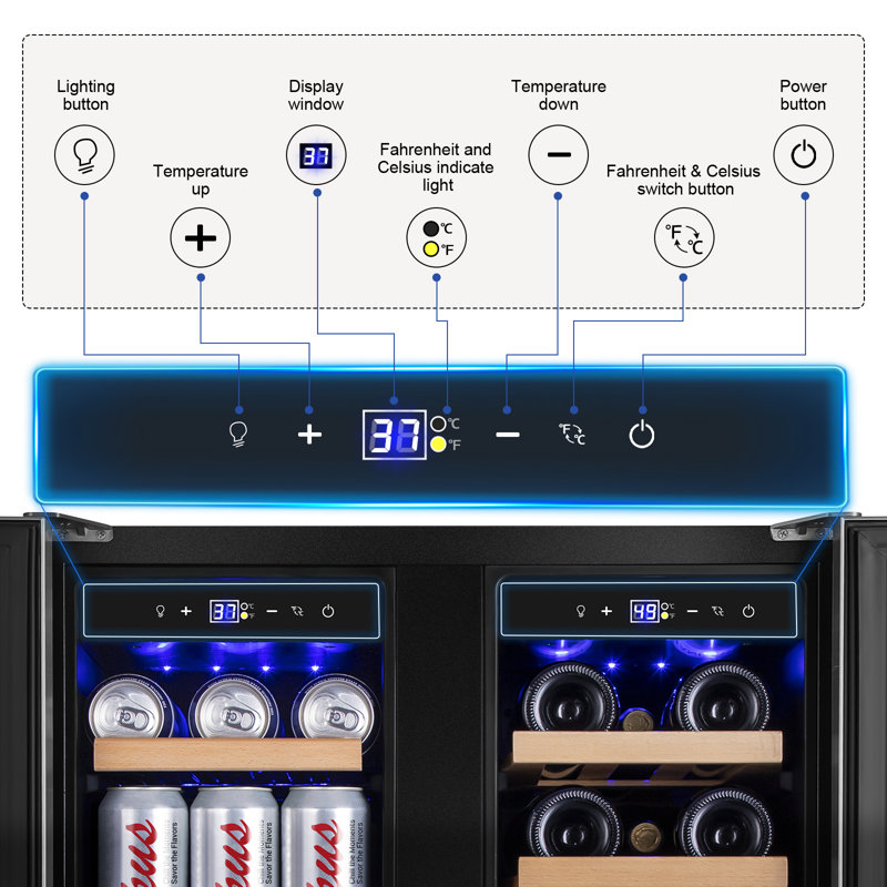 24-Inch Dual Zone Stainless Steel Wine and Beverage Refrigerator