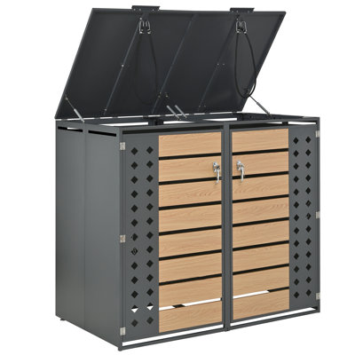 Garden Waste Bin Storage Box With Hinged Lid