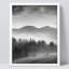 «Forest Trees Black and White Misty Mountain Range» sur papier-98266151-98266156