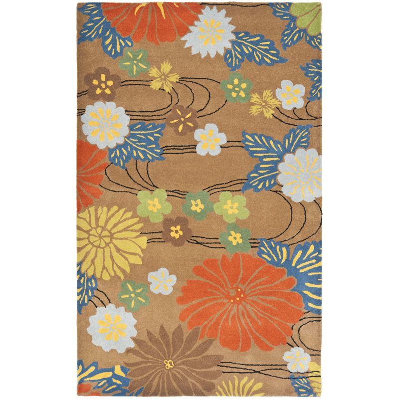 Tapis brun / multicolore en laine touffeté à la main Clovill, Rectangle 8 pi 3 po x 11 pi