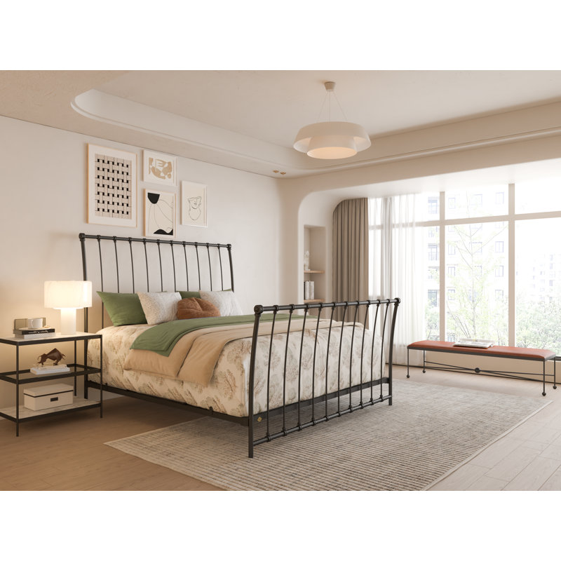 142 Altro Bed | Complete Sleigh, King, Baroque Black