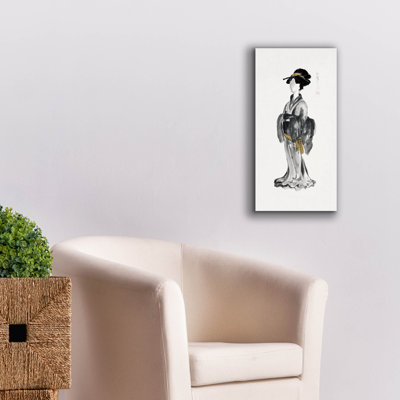 «Geisha 1 Black and Gold» par Chris Paschke, art mural sur toile