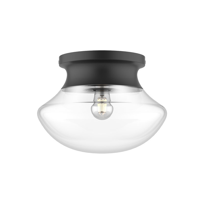Plafonnier encastré 8 "en verre Marcel, Noir mat