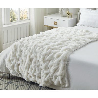 Lmos Stitched Faux Fur Throw Reverse Micromink 50" x 60"
