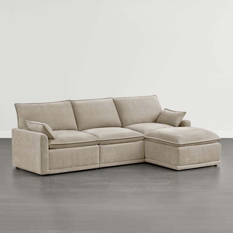 Cloud 112.5" L-Shaped Oversized Modular Sectional Sofa, 35.8" H x 112.59" W x 66.9" D, Taupe Polyester