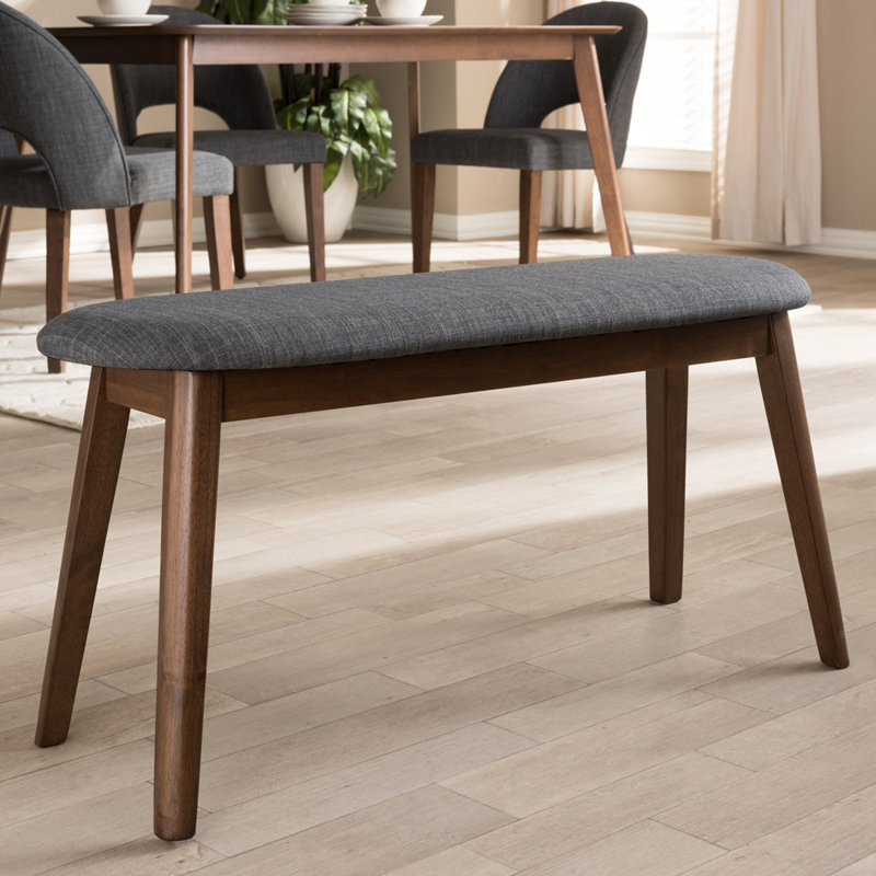 Cronin Polyester Blend Upholstered Bench, Dark grey