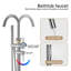 Robinet de baignoire avec douche à main, robinet de baignoire à fixation au sol avec robinet mélangeur haut débit, système de robinet de douche sur pied, joint d'huile brossé rond à double poignée FF012