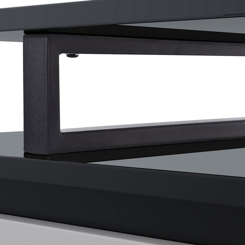 Modern Extendable TV Stand with 2 Drawers and 1 Cabinet for TVs Up to 100", Black Top
