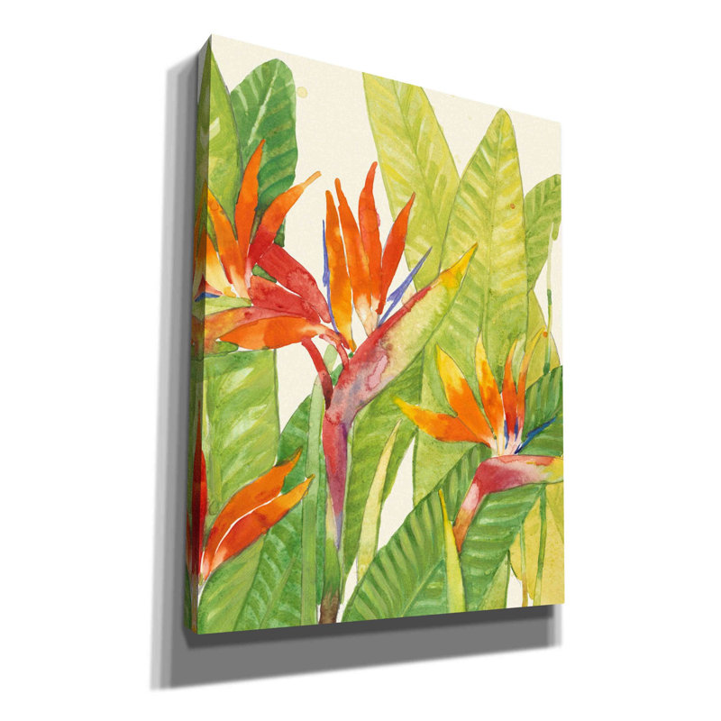 «Watercolor Tropical Flowers IV» par Tim O'toole, art mural sur toile, H 34 po x l 26 po x P 1,5 po
