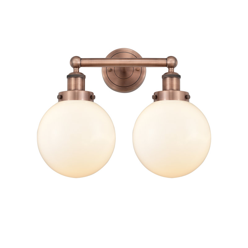 Alphonsa 2 - Light Dimmable Vanity Light, Matte White, Antique Copper