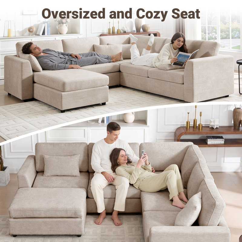 Canapé modulaire en U Doyle, Khaki Chenille