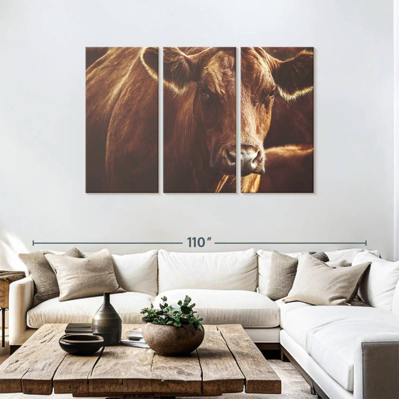 Brampt Expressive Brown Cow, 48" H x 74" W