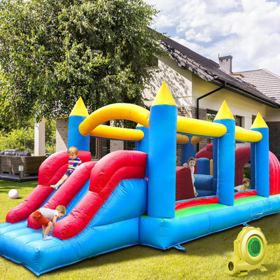 RELUNCH 24ft Commercial Bounce House For Kids, 100% Pvc Inflatable Obstacle Course With Double Slides & Blower, Heavy Duty Quality Outdoor Party