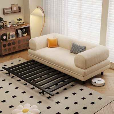 Beige Cotton And Linen Modular Sofabed cushion couch