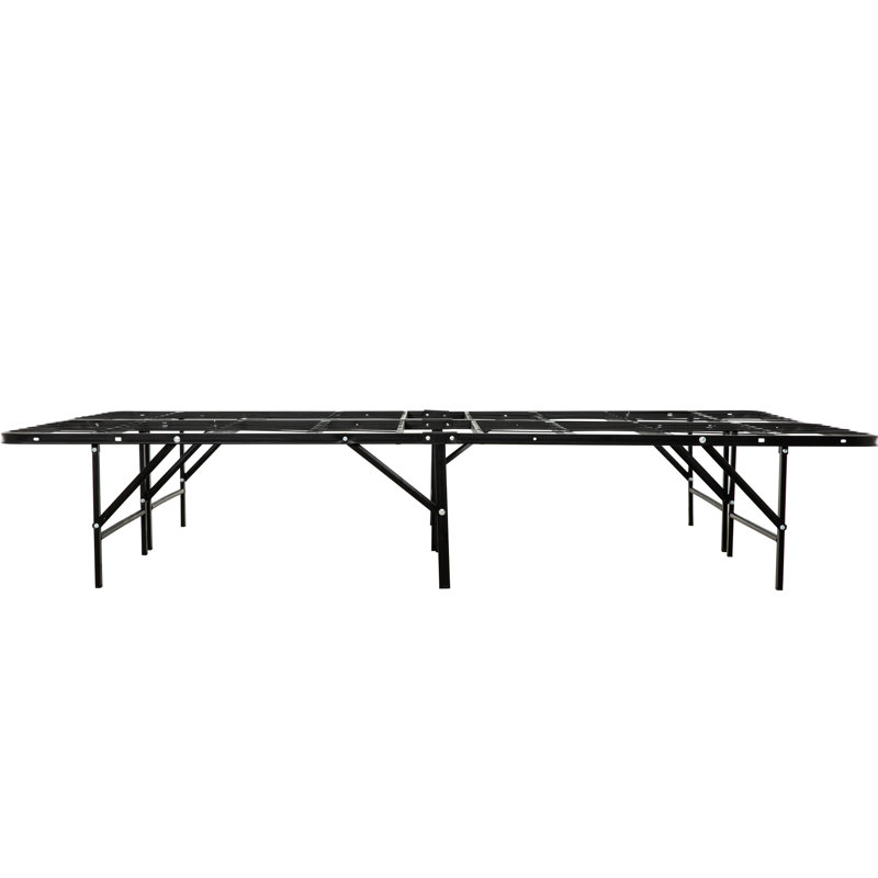 Lit double en métal pour chambre à coucher - sommier à matelas, espace de rangement pratique