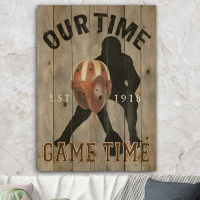 Football Game Day I - Reproduction de sport rétro sur bois de pin naturel