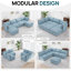 129" Modular Sectional Sofa, Modern 6-Seater Chenille Couch with Storage & Ottoman, L-Shaped Living Room Sofa with Removable Covers, Convertible U Shaped Couch-227991270