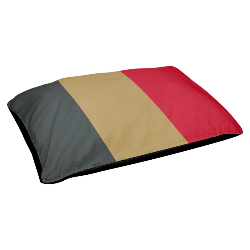 Coussin rectangulaire designer Washington, Grand (L 40 po x l 50 po), Gris acier / or / rouge