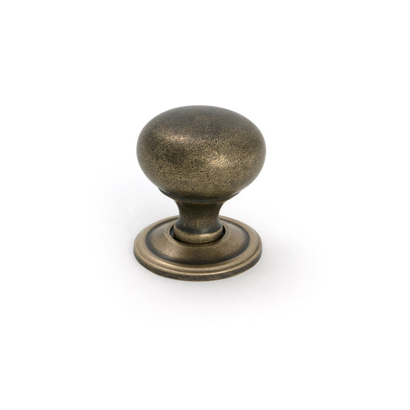 Mushroom Cabinet Knob, Burnished Brass, 1.30" Knob Diameter
