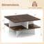Table basse carrée de style industriel à 2 niveaux avec base en forme de X