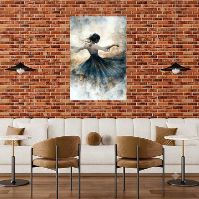 «Graceful Dancing Woman Abstract Dreamy Elegant», reproduction d'art murale